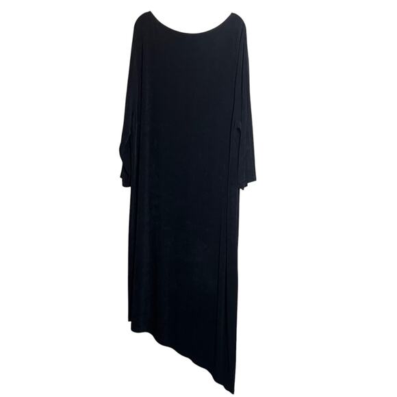 Chicos Travelers Womens Maxi Dress Size 4 (20/22) Black Slinky Knit Asymmetrical - Picture 4 of 6